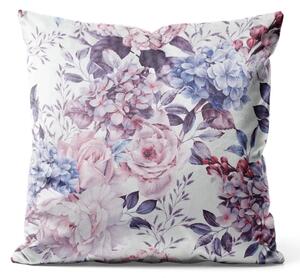Cuscino in velluto Composizione primaverile - fiori nei toni del rosa e del blu