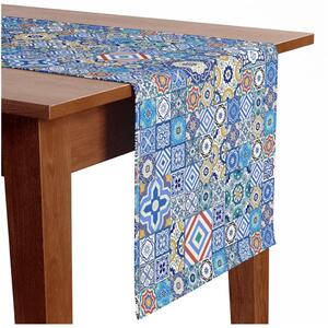 Runner tavolo Combinazioni blu - motivo patchwork ispirato alla ceramica