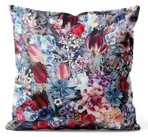 Cuscino in velluto Boschetto fiori - rosa verde blu