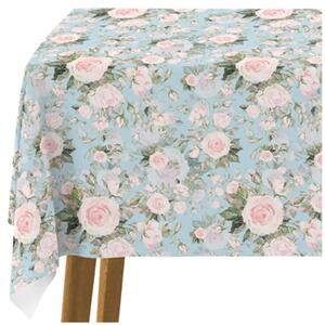 Tovaglie da tavolo Quadro fugace - composizione di rose in stile cottage su sfondo blu