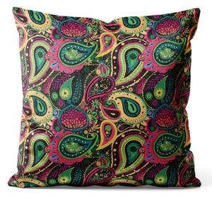 Cuscino in velluto Gocce colorate - composizione con motivo geometrico e fiori