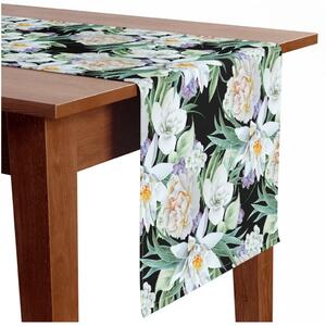 Runner tavolo Nenufari e peonie - elegante composizione floreale in stile vintage