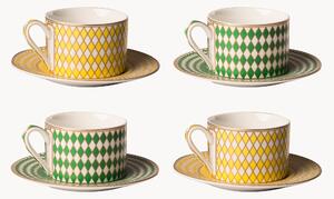 Set di 4 tazze da caffè con piattino Chess
