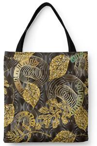 Borsa a sacco Ornamento a meandro - motivo astratto con foglie in oro e nero