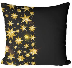 Cuscino in velluto Starry sky - golden motifs depicted on a dark background