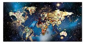 Quadro su tela Mappa astratta - il mondo di Klimt accentuato da stelle