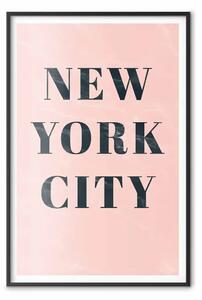 Poster: New York in stile glamour - scritta nera su sfondo rosa