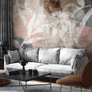 Carta da parati moderna Composizione floreale - piante e forme come decorazione murale