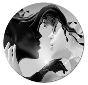 Quadro rotondo Amanti - grafica 3d raffigurante figure che si baciano
