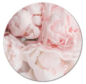 Quadro rotondo Peonie rosa chiaro - un bouquet di fiori in colori pastello