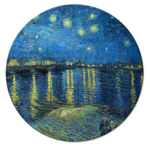 Quadro rotondo Vincent van Gogh - Notte stellata sul Rodano con barca