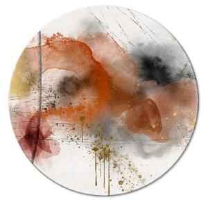Quadro rotondo Espressione colorata - astrazione ad acquerello in toni caldi