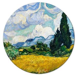 Quadro rotondo Vincent Van Gogh - paesaggio con campo giallo di salvia e cipressi