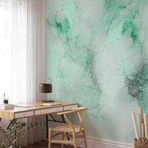 Carta da parati Impronta di marmo - elegante astrazione in tonalità verde