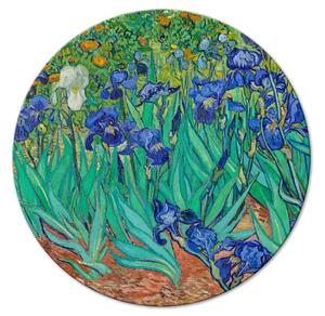 Quadro rotondo Iris di Vincent van Gogh - fiori blu in un prato