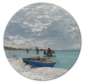 Quadro rotondo Spiaggia di Sainte-Adresse, Claude Monet - barche in riva al mare