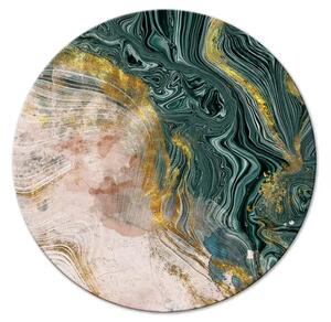 Quadro rotondo Nodi dorati in malachite - imitazione astratta del legno