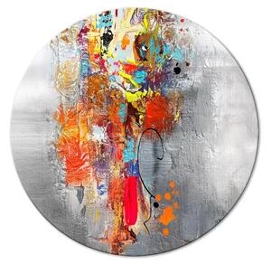 Quadro rotondo Ricchezza di colori - colori astratti e vivaci su sfondo grigio