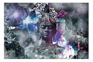 Quadro contemporaneo Buddha tra i fiori - astrazione colorata in stile Zen