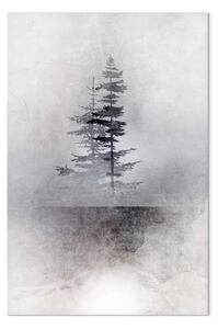 Quadro moderno Paesaggio - alberi pino nebbia bianco nero