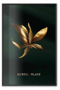 Poster: Pianta scintillante - fiore su sfondo verde seta