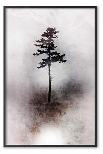 Poster: Paesaggio - albero su sfondo grigio-marrone con texture fine