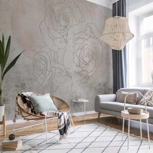 Carta da parati moderna Affresco decorativo - parete artistica con disegno di fiori