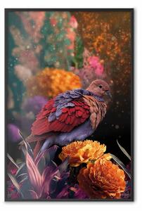 Poster: Vegetazione magica - un giardino incantato con un uccello maestoso