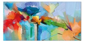 Quadro contemporaneo Giardino colorato - fiori dipinti astratti con texture