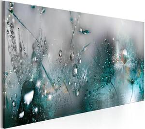 Sonata azzurra III - primo piano di soffione con delicate gocce di rugiada