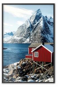 Poster: Pace duratura - paesaggio con fiordi e costruzioni scandinave su sfondo d’acqua