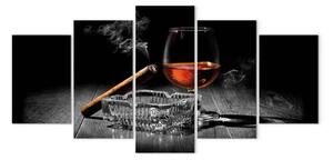 Quadro contemporaneo Intrattenimento notturno (5-parte) - alcool e fumo su sfondo vintage
