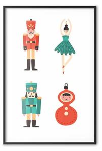 Poster: Giocattoli per l'albero di Natale - ballerina e soldatini festivi