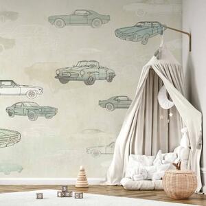 Carta da parati Automobili - schizzi e disegni di automobili in colori tenui