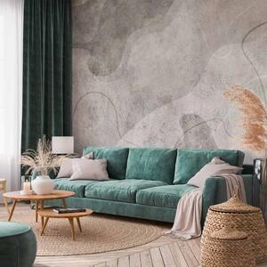 Carta da parati moderna Astrazione - onde di strutture diverse in tonalità beige e grigie