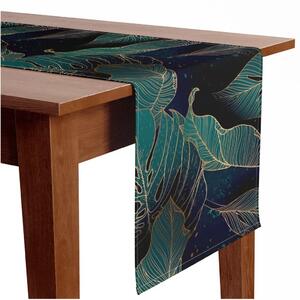 Runner tavolo Oro botanico - composizione floreale con foglie di monstera