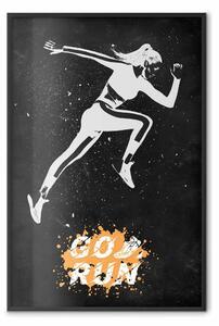 Poster: Corridore - donna in abbigliamento sportivo e slogan motivazionale