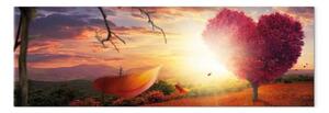 Quadro contemporaneo Cuore autunnale - albero rosa, foresta