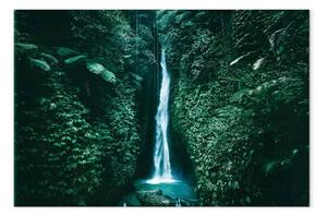 Quadro Paesaggio nella giungla - cascata montana tra il verde