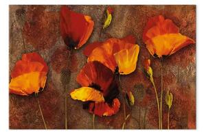 Quadro moderno Makie sottili - fiori su uno sfondo dai toni caldi
