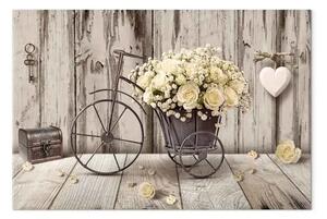 Quadro contemporaneo Bouquet segreto largo - bicicletta e fiori in stile vintage