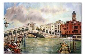 Quadro contemporaneo Ponte di Rialto - romantica vista di Venezia al mattino