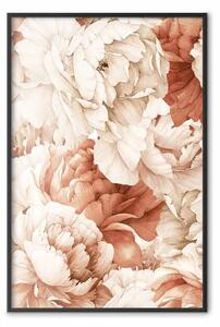 Poster: Peonie - fiori decorativi dipinti con acquerelli in colori vivaci