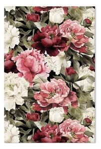 Quadro contemporaneo Peonie - motivo floreale dipinto ad acquerello con colori caldi