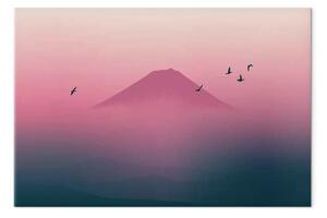 Quadro moderno Monte Fuji - nebbia uccelli