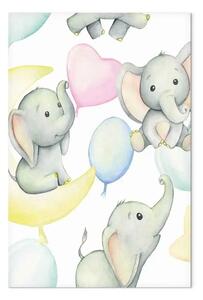 Quadro contemporaneo Elefante e luna - divertente disegno dipinto ad acquerello