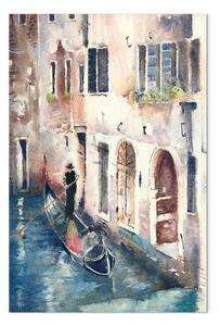 Quadro contemporaneo Città di Venezia - gondoliere nella sua barca dipinta ad acquerello