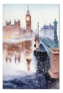 Quadro moderno Città di Londra - disegno dipinto ad acquerello con colori misti