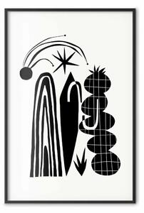 Poster: Composizione monocromatica - archi e forme vegetali in bianco e nero