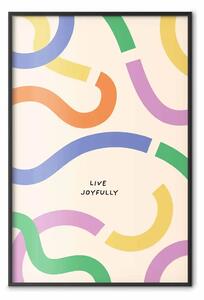 Poster: Forme astratte - onde pastello sparse su sfondo beige